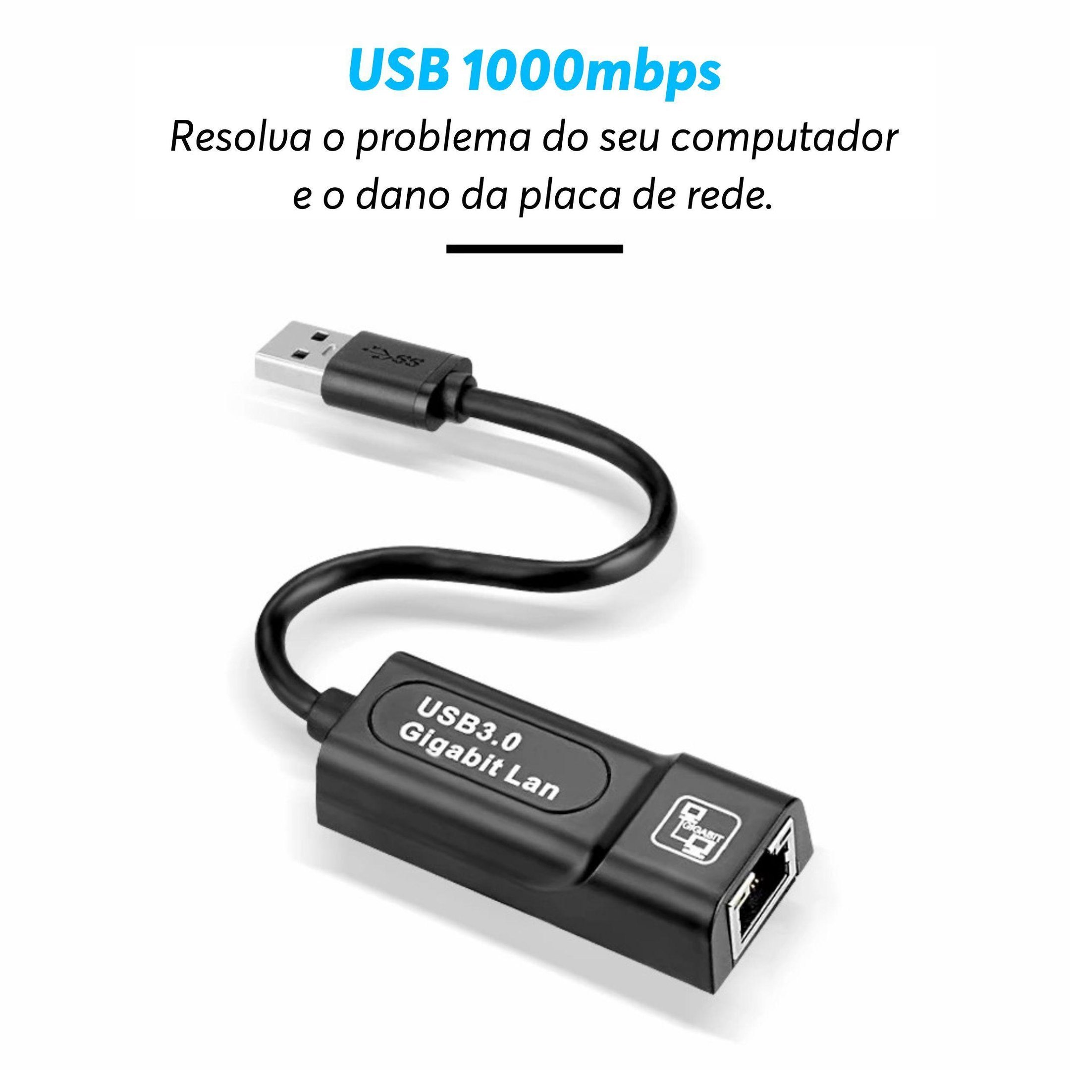 Adaptador Placa De Rede Rj45 Ethernet Usb 3.0 Rj45 1000Mbps - 2