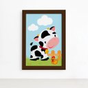 Ver imagem 1 de Quadro Animais da Fazenda Vaca Galinha Moldura Marrom 22x32