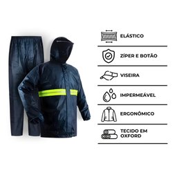 Capa de Chuva Impermeável Conjunto Touca Viseira Tamanho M - 8
