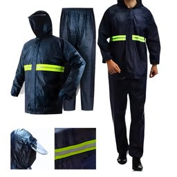 Capa de Chuva Impermeável Conjunto Touca Viseira Tamanho M - 1
