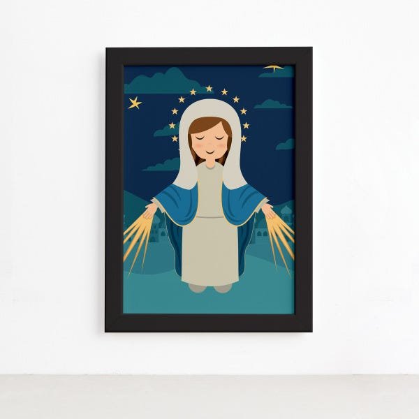 Quadro Nossa Senhora das Graças Moldura Preta 22x32cm - 1