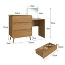 Ver imagem 2 de Cômoda Penteadeira Curve 3 Gavetas com Espelho MDF-MDP Amadeirado Dalla Costa Móveis 134.8cm