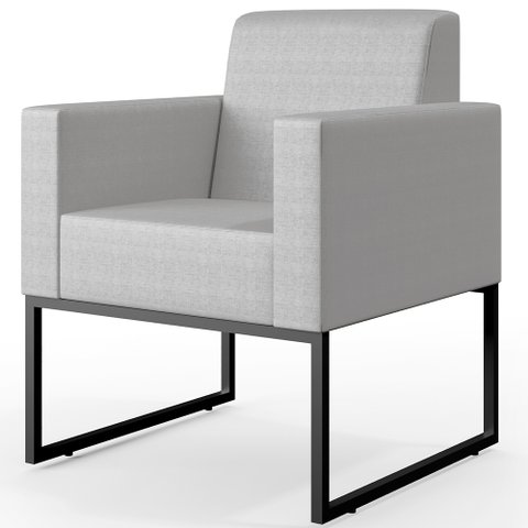 Poltrona Para Sala De Estar Base Fixa De Metal Helô L02 Facto Cinza Metalizado - Lyam Decor