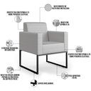 Ver imagem 3 de Poltrona Para Sala De Estar Base Fixa De Metal Helô L02 Facto Cinza Metalizado - Lyam Decor