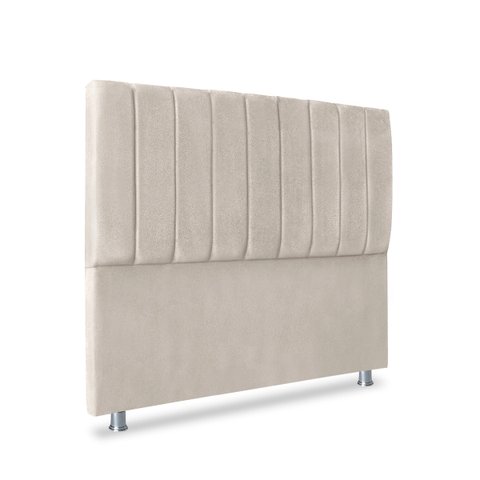 Cabeceira Estofada Cama Box Queen Carla 160cm Bege