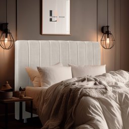 Cabeceira Estofada Cama Box Queen Carla 160cm Bege - 2