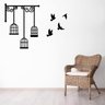 Adesivo de Parede Gaiolas e Pássaros para Sala 77x60cm - 1