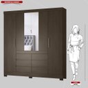 Ver imagem 4 de Guarda Roupa Casal 4 Portas com Espelho e 6 Gavetas Cádis - Ébano Touch