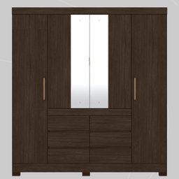 Guarda Roupa Casal 4 Portas com Espelho e 6 Gavetas Cádis - Ébano Touch - 9