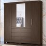 Guarda Roupa Casal 4 Portas com Espelho e 6 Gavetas Cádis - Ébano Touch - 1