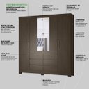 Ver imagem 5 de Guarda Roupa Casal 4 Portas com Espelho e 6 Gavetas Cádis - Ébano Touch