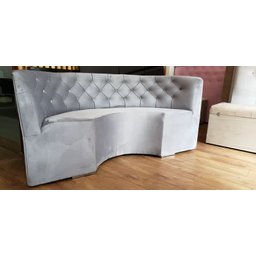 Poltrona Sofá Canto Alemão em U 1,82 Veludo Cinza Capitone Costurado / Sofa de Canto Sku9 - 5