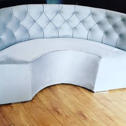 Poltrona Sofá Canto Alemão em U 1,82 Veludo Cinza Capitone Costurado / Sofa de Canto Sku9 - 2