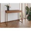 Ver imagem 2 de Aparador Industrial Califórnia 137x40 Ferro Dourado Tampo Amêndoa