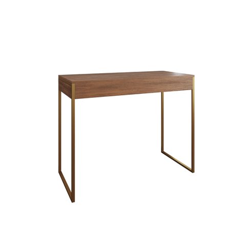 Aparador Industrial Califórnia 137x40 Ferro Dourado Tampo Amêndoa