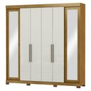 Ver imagem 2 de Guarda-Roupa Casal 6 Portas de Abrir com Espelho e 2 Gavetas Bogotá Marrocos/Off White - MX Móveis