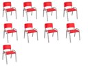 Ver imagem 1 de Kit 9 Cadeiras Infantil Iso, Escola, Base Cinza- Vermelho