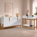 Ver imagem 2 de Kit Buffet Aparador 4 Portas 2 Gavetas Lizz Branco Cedro Dcasa