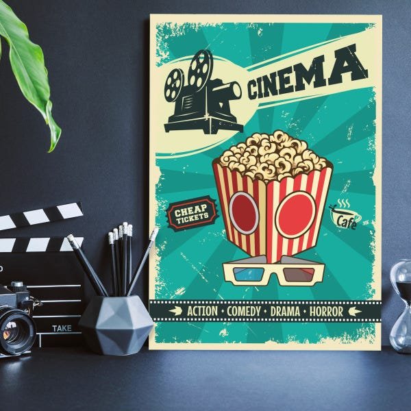 Placa Decorativa Vintage Cinema Tickets 30x40cm - 1