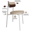 Ver imagem 4 de Kit 04 Cadeiras Estofada para Sala de Jantar Astrid Branco C01 Linho Areia Courino Whisky - Lyam Dec
