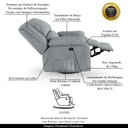 Ver imagem 3 de Poltrona do Papai Reclinável Sala de Cinema Barcelona Glider Manual Giratória Linho Cinza G23 Encant