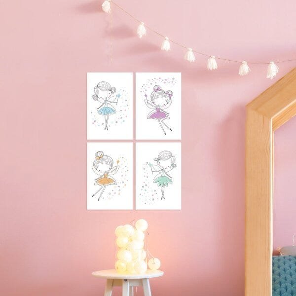 Placas Decorativas para Quarto de Menina Fadas 30x40 Kit 4un - 2