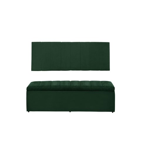 Kit Cabeceira e Calçadeira Vitoria 120 cm Suede Verde