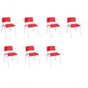 Ver imagem 1 de Kit 7 Cadeira Iso Infantil Creche, Base Branco Vermelho