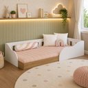 Ver imagem 1 de Cama Montessoriana Infantil Solteiro com Proteção Lateral CM6080 190x80cm Branco - Art In Móveis