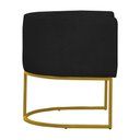 Ver imagem 3 de Kit 2 Poltronas Reforçada Decorativa Sala Estar Jantar Gabriela Base Ferro Dourado Suede Preto