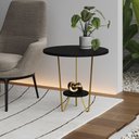 Ver imagem 2 de Kit 2 Mesas Laterais Redonda Industrial Italy Ferro Dourado e Tampo Preto