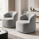 Ver imagem 1 de Kit 02 Poltronas Giratória Orgânica para Sala Living Helena L02 Bouclê Cinza - Lyam Decor