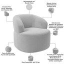 Ver imagem 5 de Kit 02 Poltronas Giratória Orgânica para Sala Living Helena L02 Bouclê Cinza - Lyam Decor