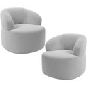Ver imagem 2 de Kit 02 Poltronas Giratória Orgânica para Sala Living Helena L02 Bouclê Cinza - Lyam Decor