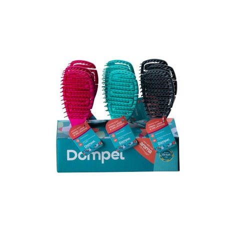 Display Escova Maya 4015 Dompel c/ 9 Escovas - Rosa Escuro, Verde Água e Cinza