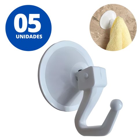 Cabide de Pressão Com Ventosa Branco | Utilimix | Kit 05 Un