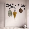 Cabideiro 3 Ganchos e Adesivo de Parede Floral Preto 163x50 - 1