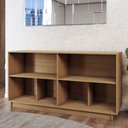 Ver imagem 5 de Balcão Buffet Spazio 4 Portas com Vidro Freijó/off White - Panorama Móveis