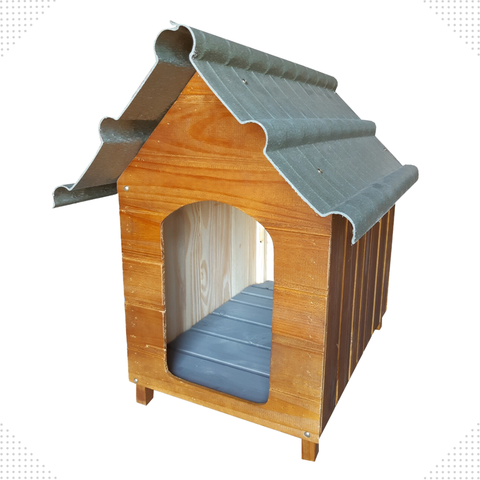 Casinha de Cachorro Telhado Ecológico de Madeira - Grande N 5