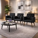 Ver imagem 2 de Kit 3 Poltronas Capitonê Sala Recepção Poltronas Decorativas Preto