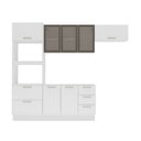 Ver imagem 2 de Cozinha Compacta Amara 8 Portas 4 Gavetas com Vidro 40250780 Branco - Politorno