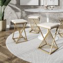 Ver imagem 3 de Banqueta Pacific Baixa 48cm em Metal Dourado Luxo com Assento Estofado Bege