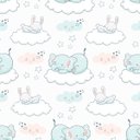 Ver imagem 1 de Papel de Parede Elefante e Coelho Quarto de Bebê 57x270cm