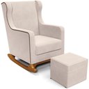Ver imagem 1 de Poltrona de Amamentação com Balanço e Puff Mavie L02 Suede Bege - Lyam Decor