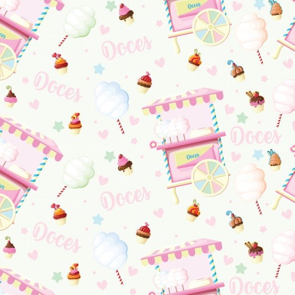 Papel de Parede Doces Cup Cake para Quarto de Menina 57x270cm - 1