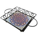Ver imagem 1 de Fruteira de Mesa Bandeja Ferro e Azulejo Quadrada Premium Cozinha Azulejo G6