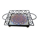 Ver imagem 4 de Fruteira de Mesa Bandeja Ferro e Azulejo Quadrada Premium Cozinha Azulejo G6