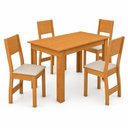 Ver imagem 2 de Conjunto Mesa Íris com 4 Cadeiras em 100% MDF Alto Relevo e Tampo Fitado - Bagum Bege/Cinamomo