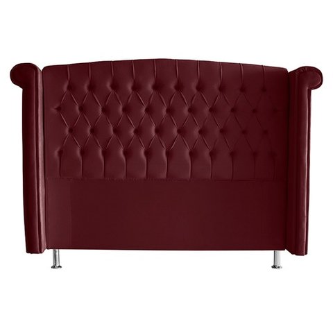 Cabeceira de Cama Box Luxo Queen 160 Cm Suede Bordo Eli Móveis