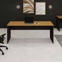 Ver imagem 6 de Mesa Escrivaninha Retangular F5 Office Moderno MDF 180cm Freijó com Preto